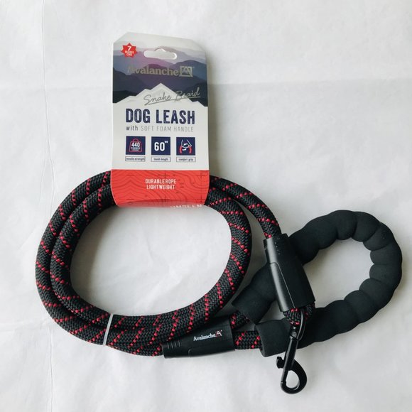 Avalanche Dog Dog Leash Avalanche 7 Braids W Soft Foam Handle Black